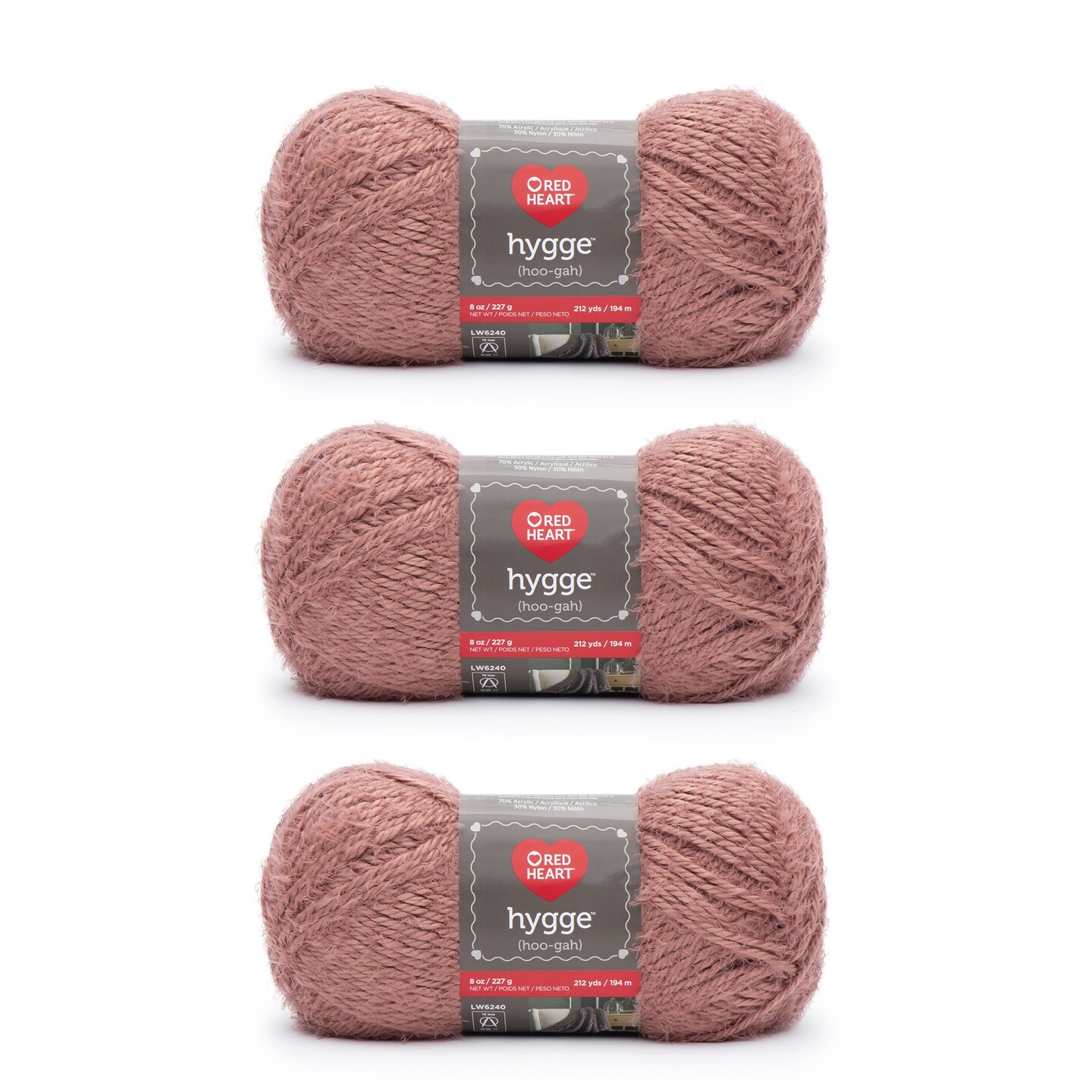 Red Heart Hygge Rust Yarn - 3 Pack of 227g/8oz - Acrylic Nylon