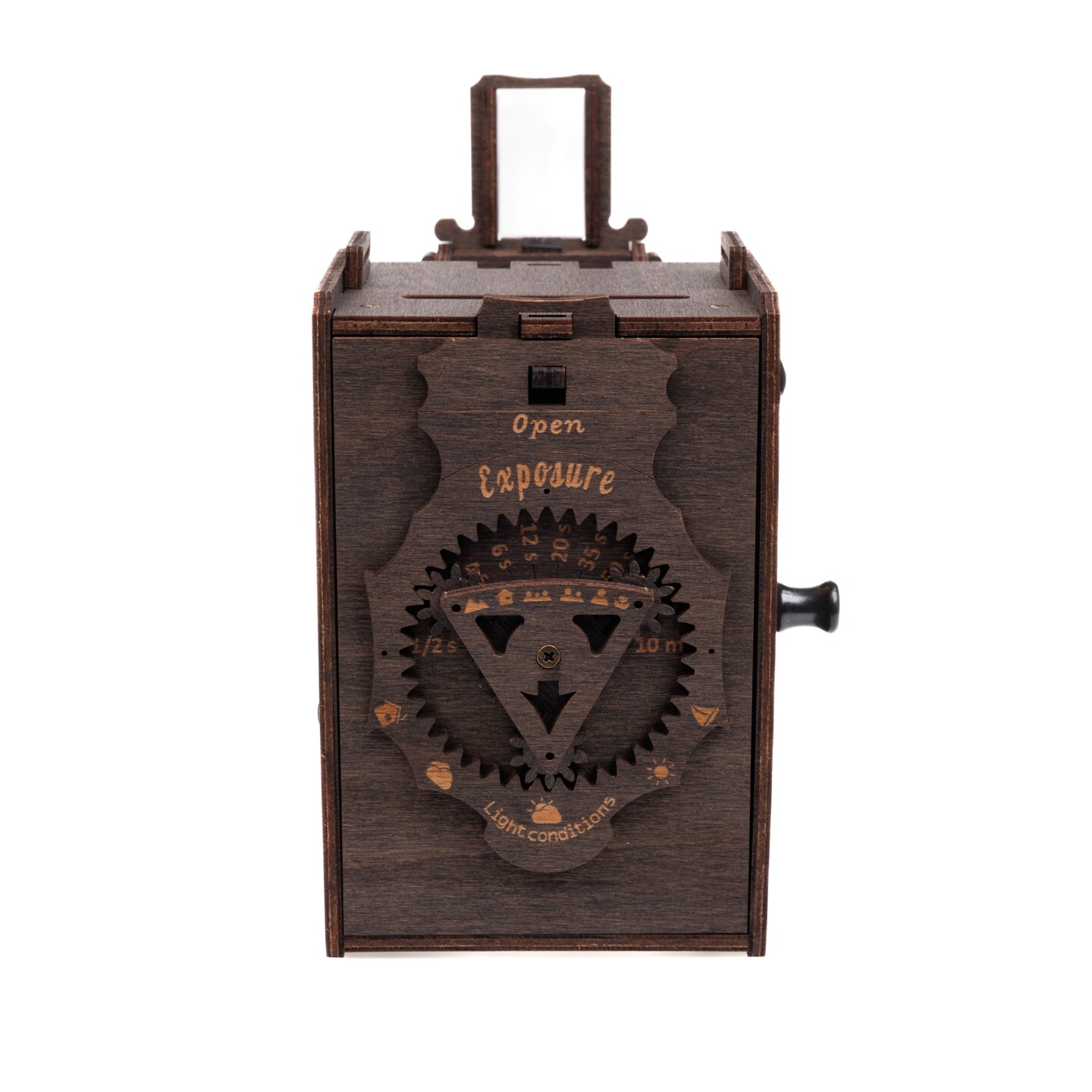 Pinhole Instant Film Camera Building Set - 3D Wooden Puzzle for Adults - Retro Vintage Steampunk Mechanical Wood Model to Build - Compatible with Instax Mini Film (Not Included)