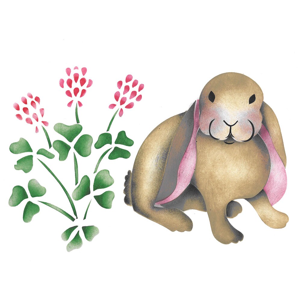 Large Rabbit with Clover Wall Stencil 536A by Designer Stencils