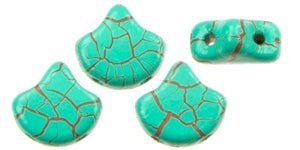 Ginko Beads, Ionic Turquoise Green/Brown, 8 grams
