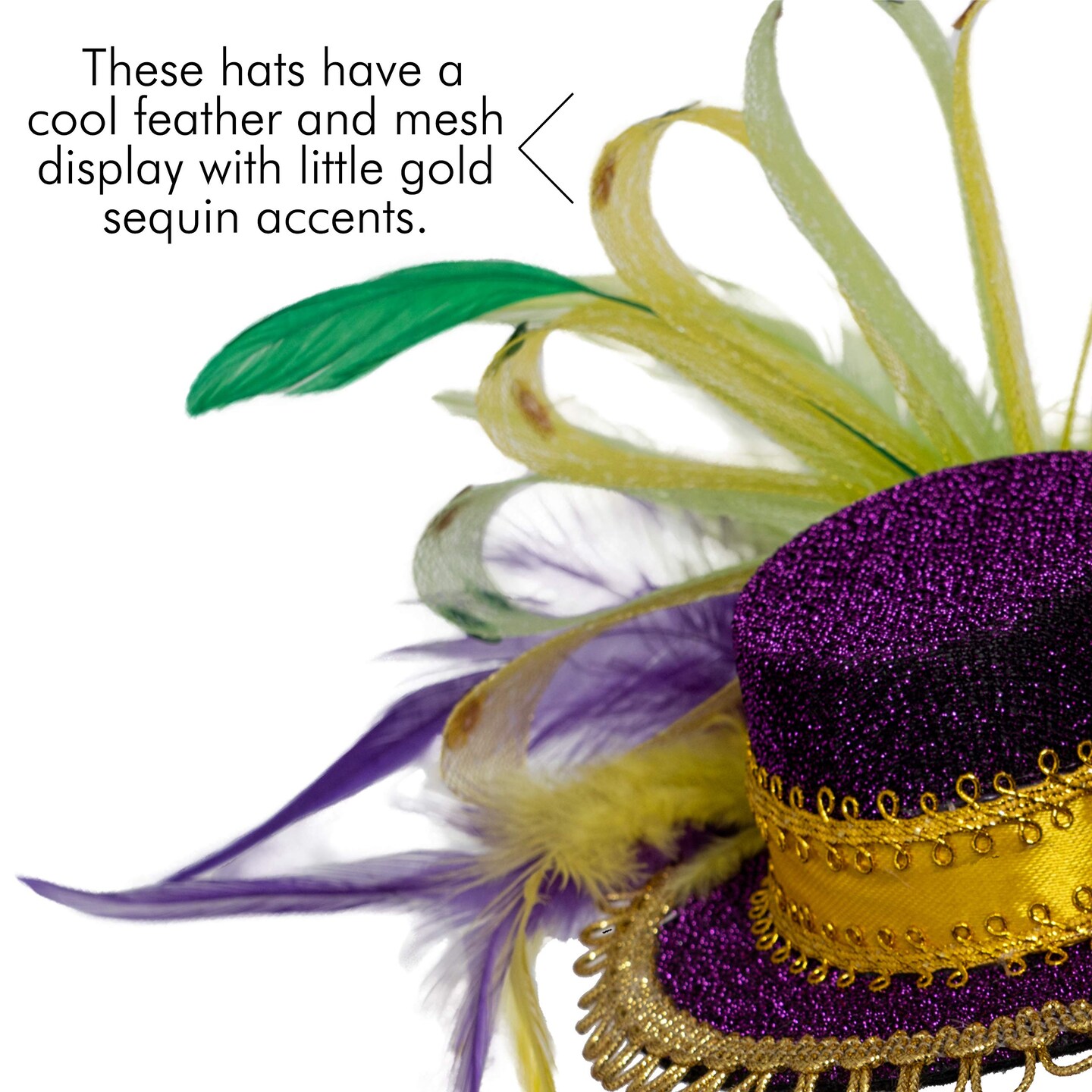 Purple Top Hat Headband - Mardi Gras Mini Hat Dress Up Hair Costume Accessories Head Band for Women and Children