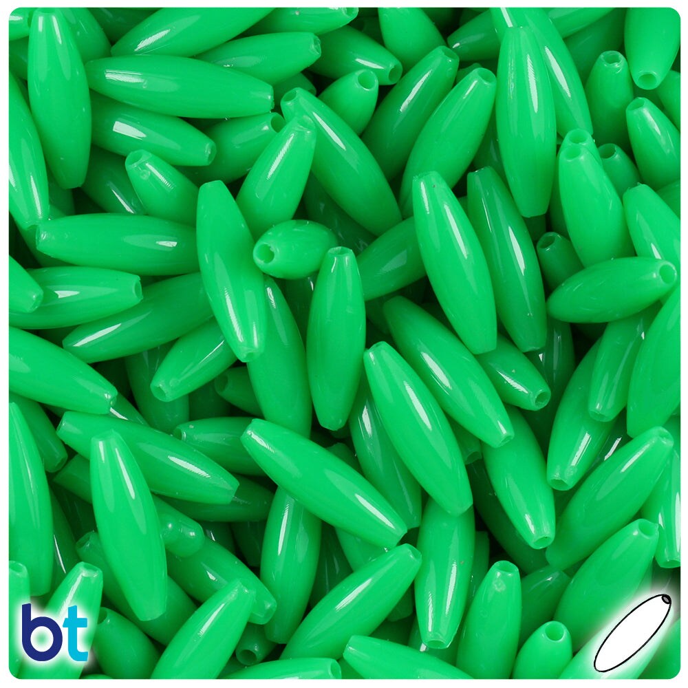 BeadTin Grasshopper Neon Bright 19mm Spaghetti Plastic Craft Beads (150pcs)