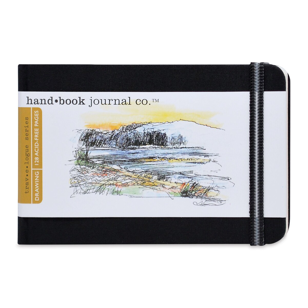 Hand Book Artist Journal - 3 1/2&#x22; x 5-1/2&#x22;, Ivory Black, Landscape, 128 Pages