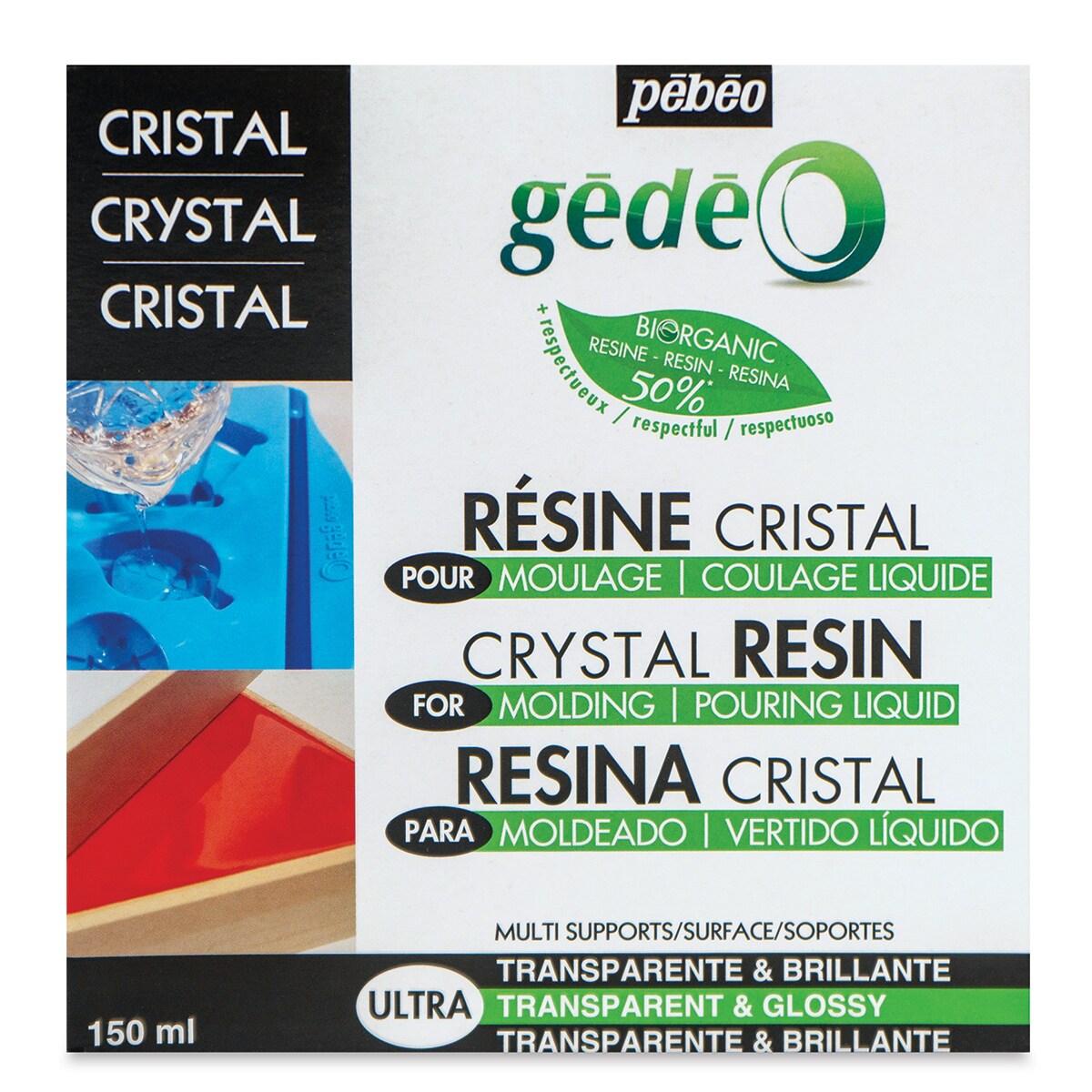Pebeo Gedeo Bio-Based Resin - Crystal Resin, 150 ml