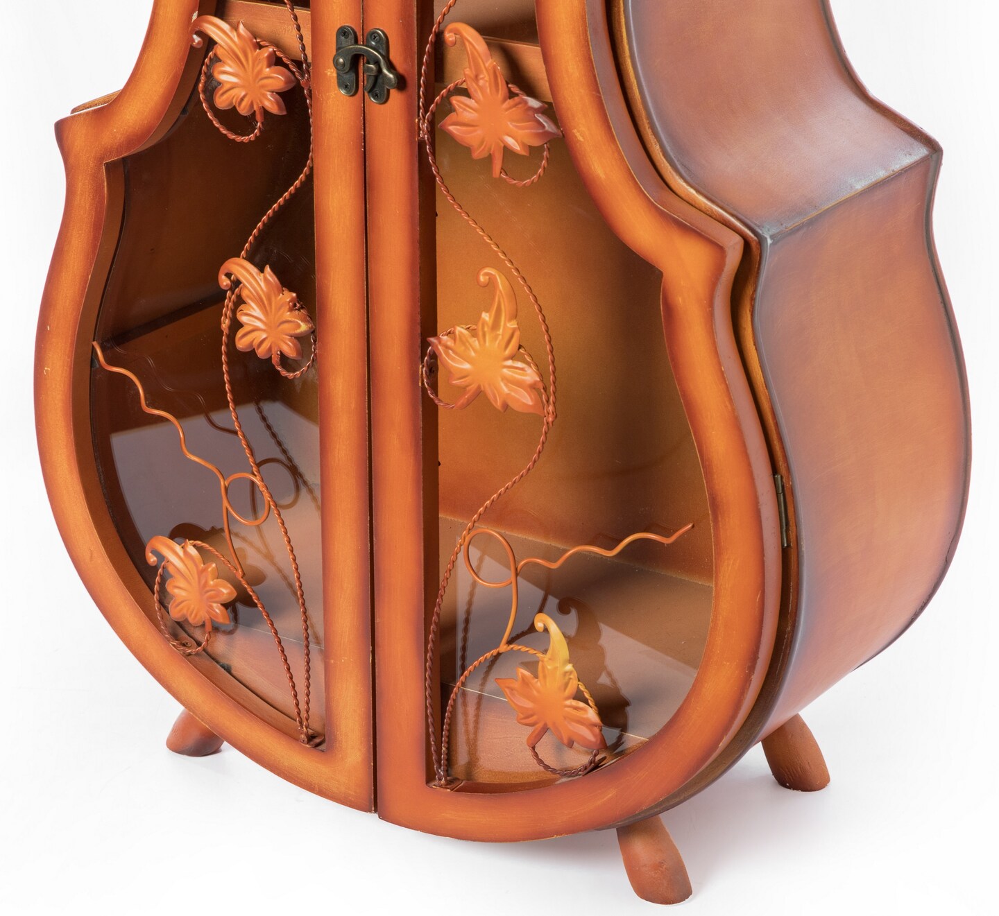 4.5 Feet Tall Violin Shaped Cabinet With 2 Shelf and Acrylic Clear Double Door