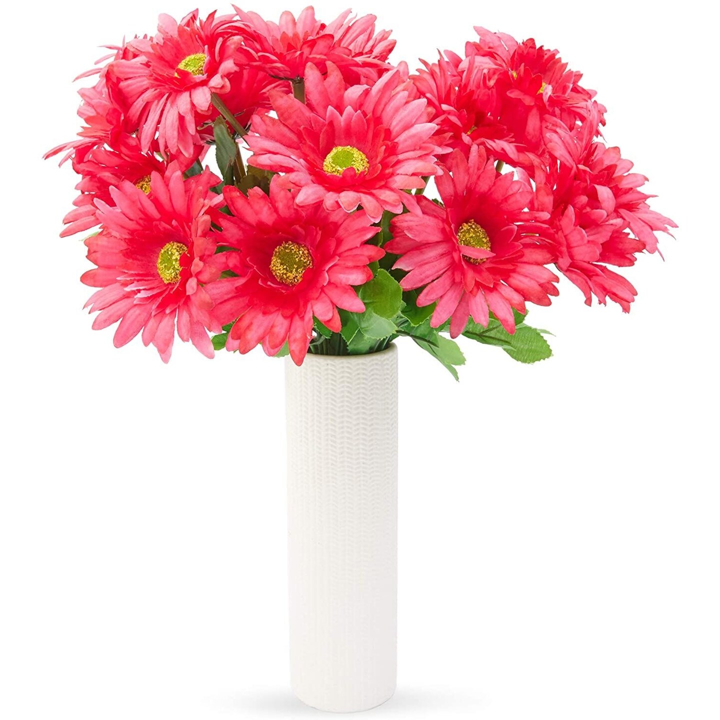 Artificial Daisies with Stems, Red Flower Bouquet (21 Pack)