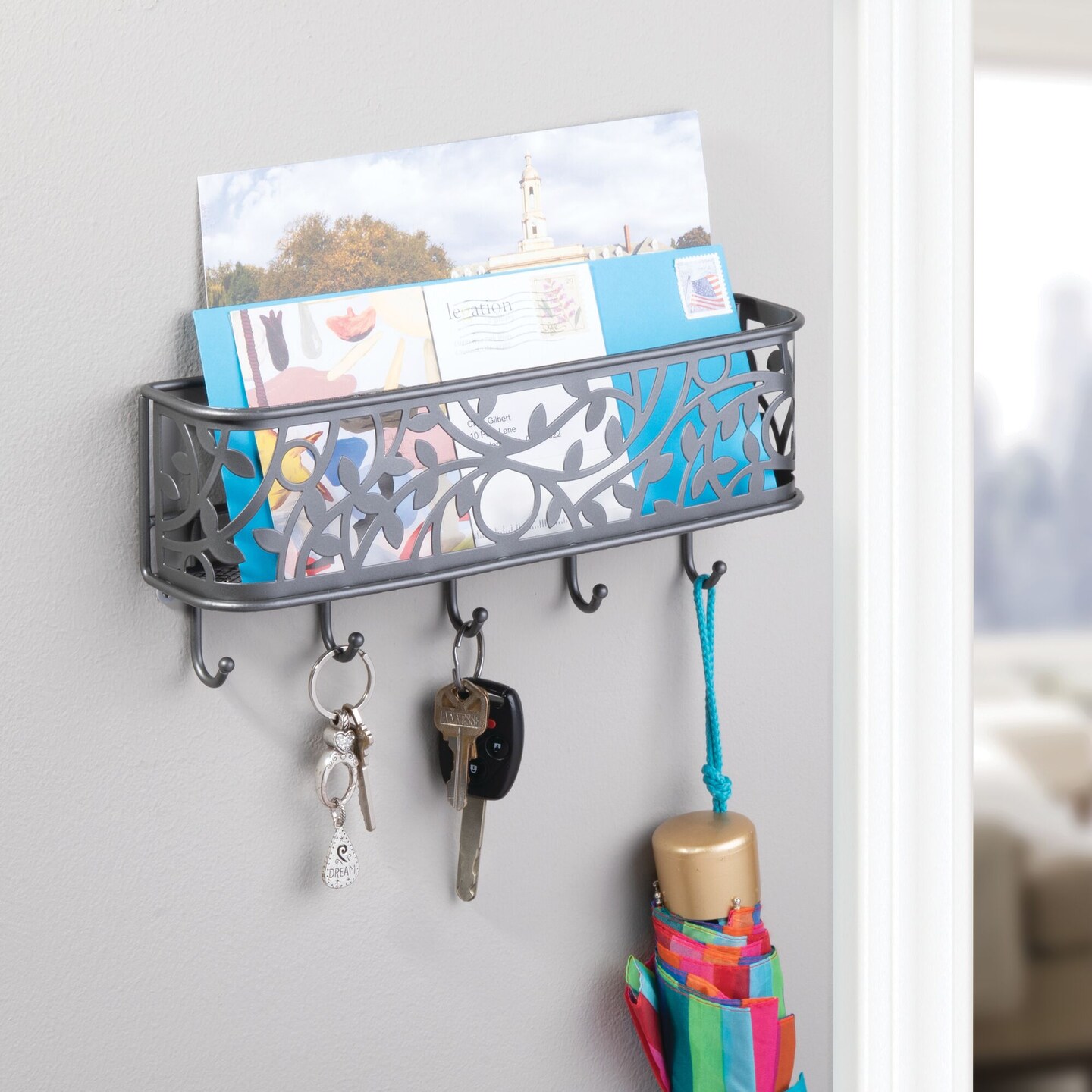 mDesign Metal Wall Mount Entryway Storage, Mail Sorter Basket Michaels