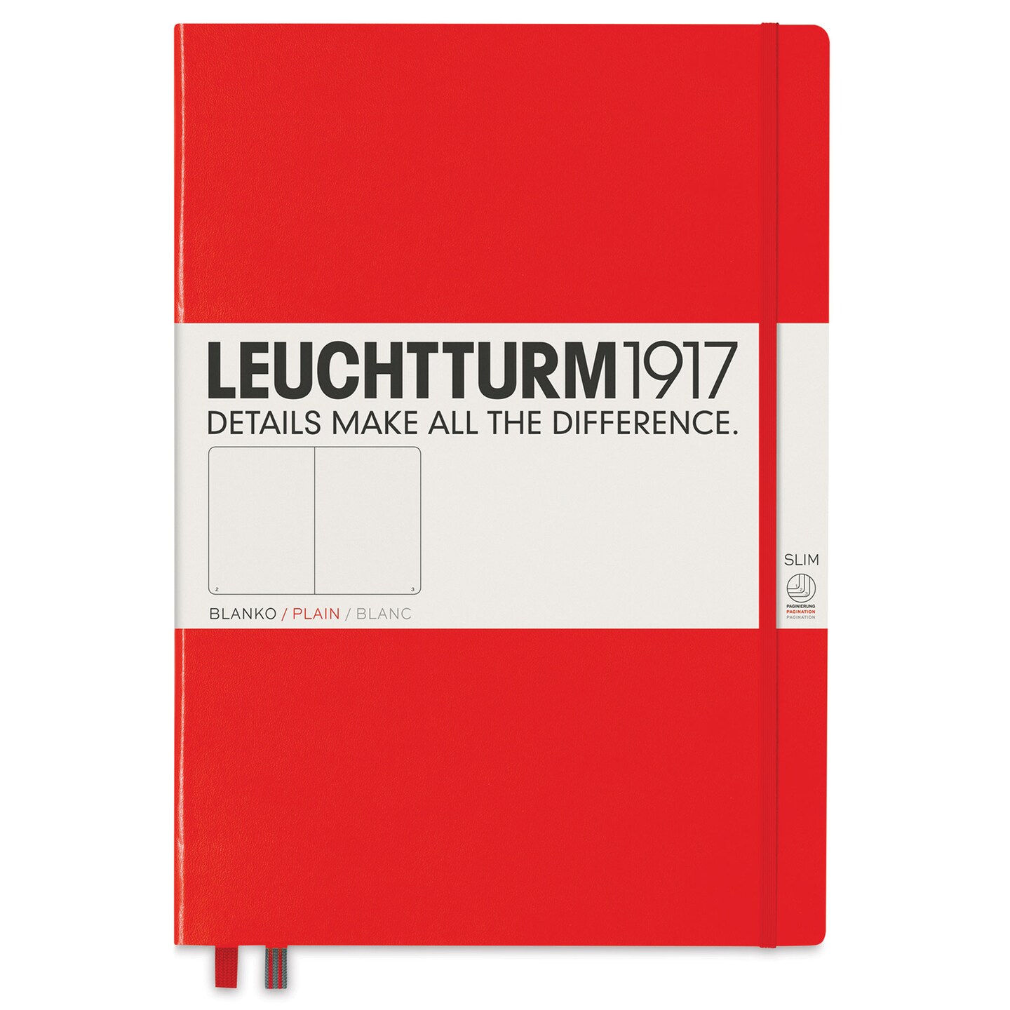 Leuchtturm1917 Blank Hardcover Notebook - Red, Master, 8-3/4&#x22; x 12-1/2&#x22;