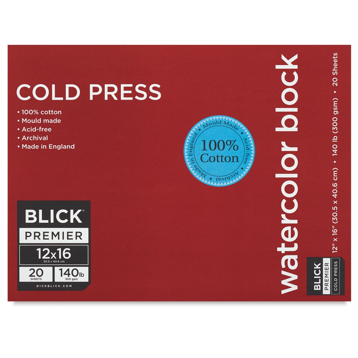 Blick Premier Watercolor Block - 12&#x22; x 16&#x22;, Cold Press, 140 lb, 20 Sheets