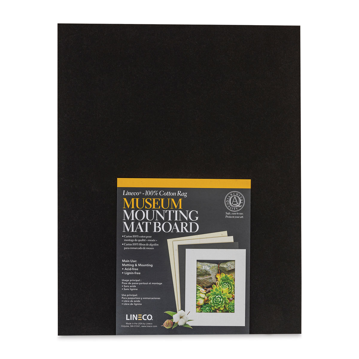 Lineco Cotton Rag Museum Mounting Boards - Pkg of 25, Black, 11&#x22; x 14&#x22;
