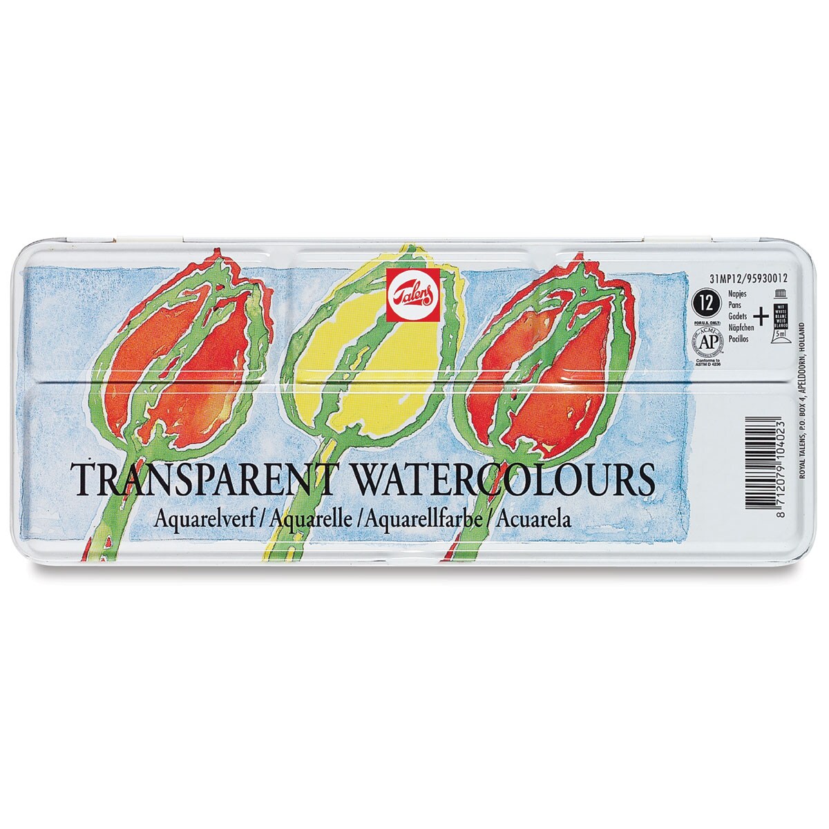 Talens Watercolor Pans - Transparent, Set of 12 Colors, Pan