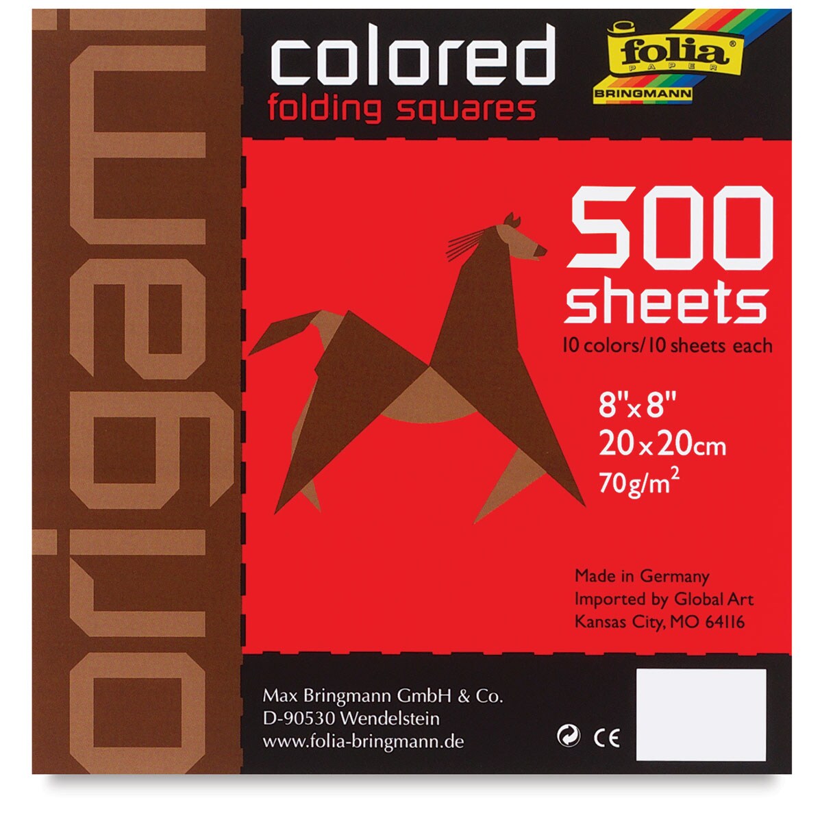 Folia Oragami Sheets - 8&#x22; x 8&#x22;, Assorted, 500 Sheets