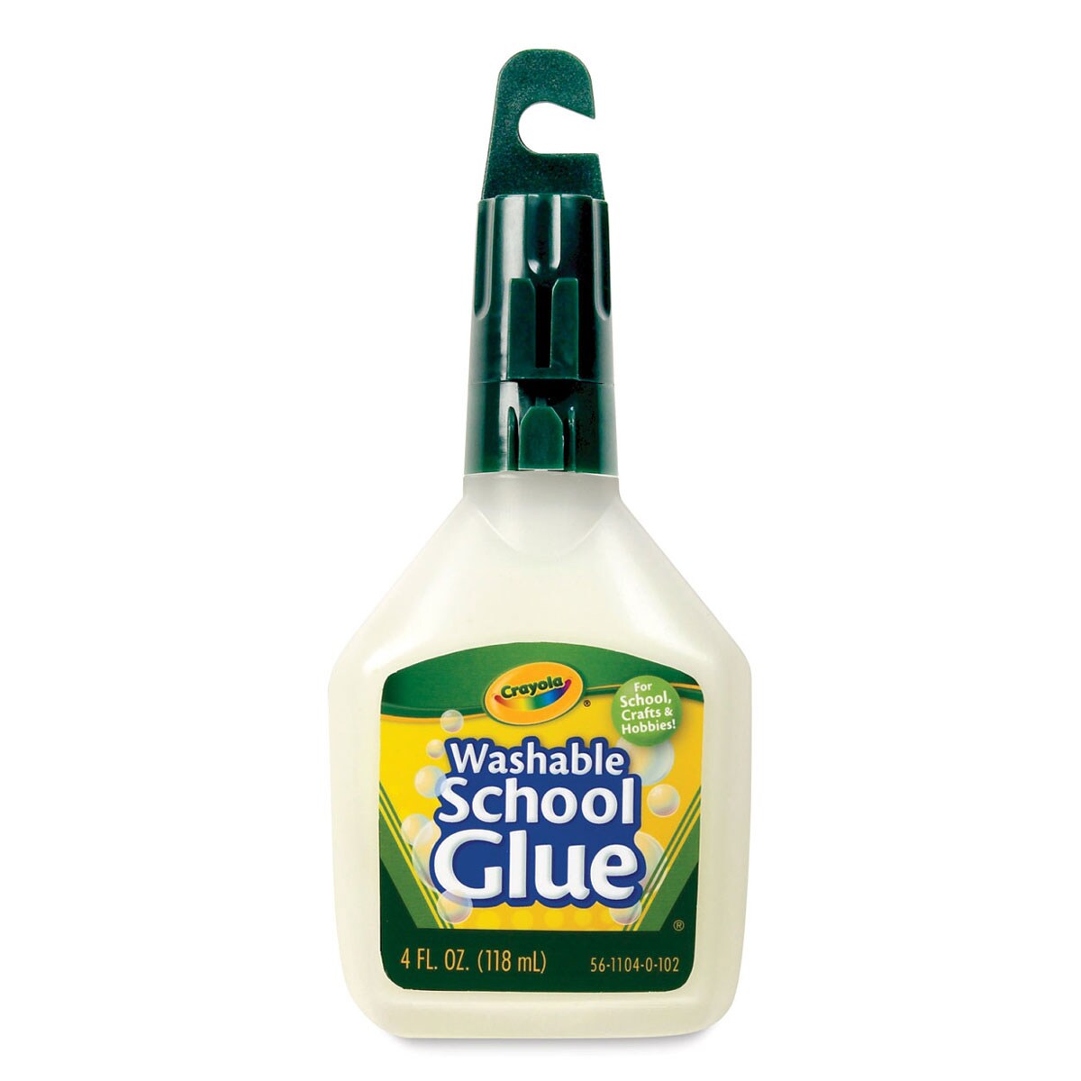 Crayola Washable No-Run School Glue - 4 oz, Bottle, No Clog Tip
