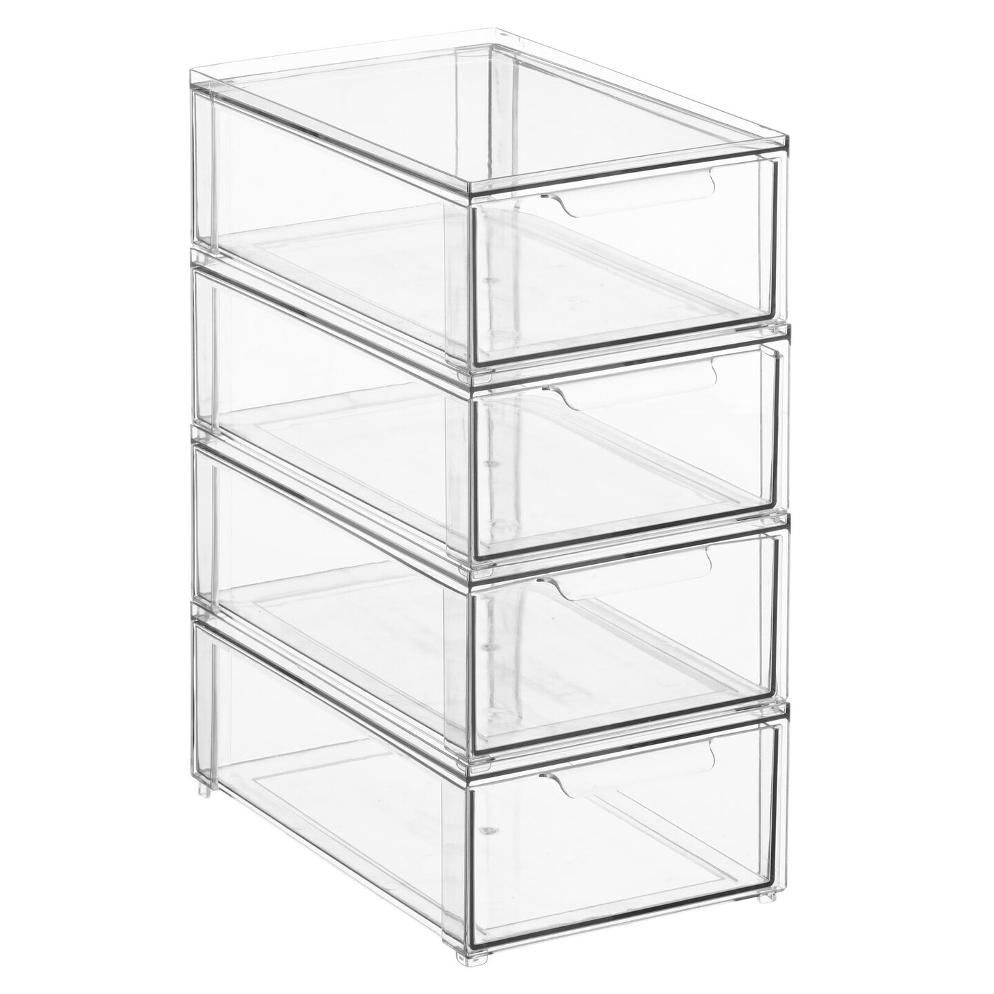 mDesign Plastic Stackable Bathroom Storage Organizer with Drawer