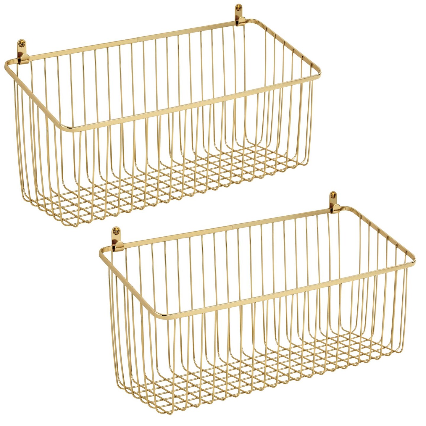 mDesign Metal Wall Mount Hanging Basket for Home Storage, 2 Pack