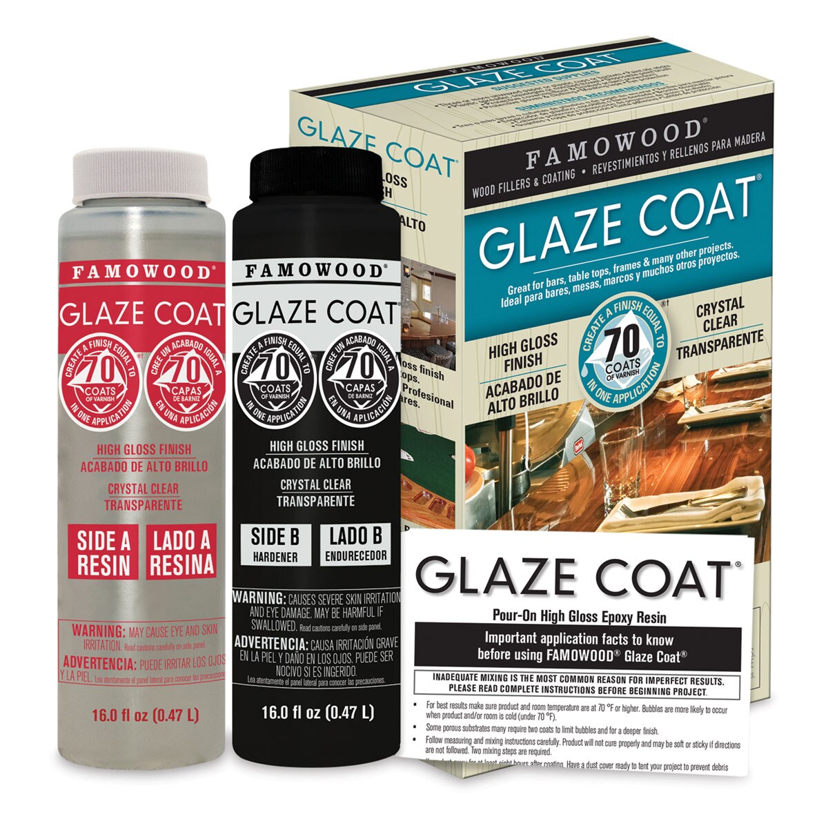Famowood Glaze Coat - Clear Epoxy Kit, Quart
