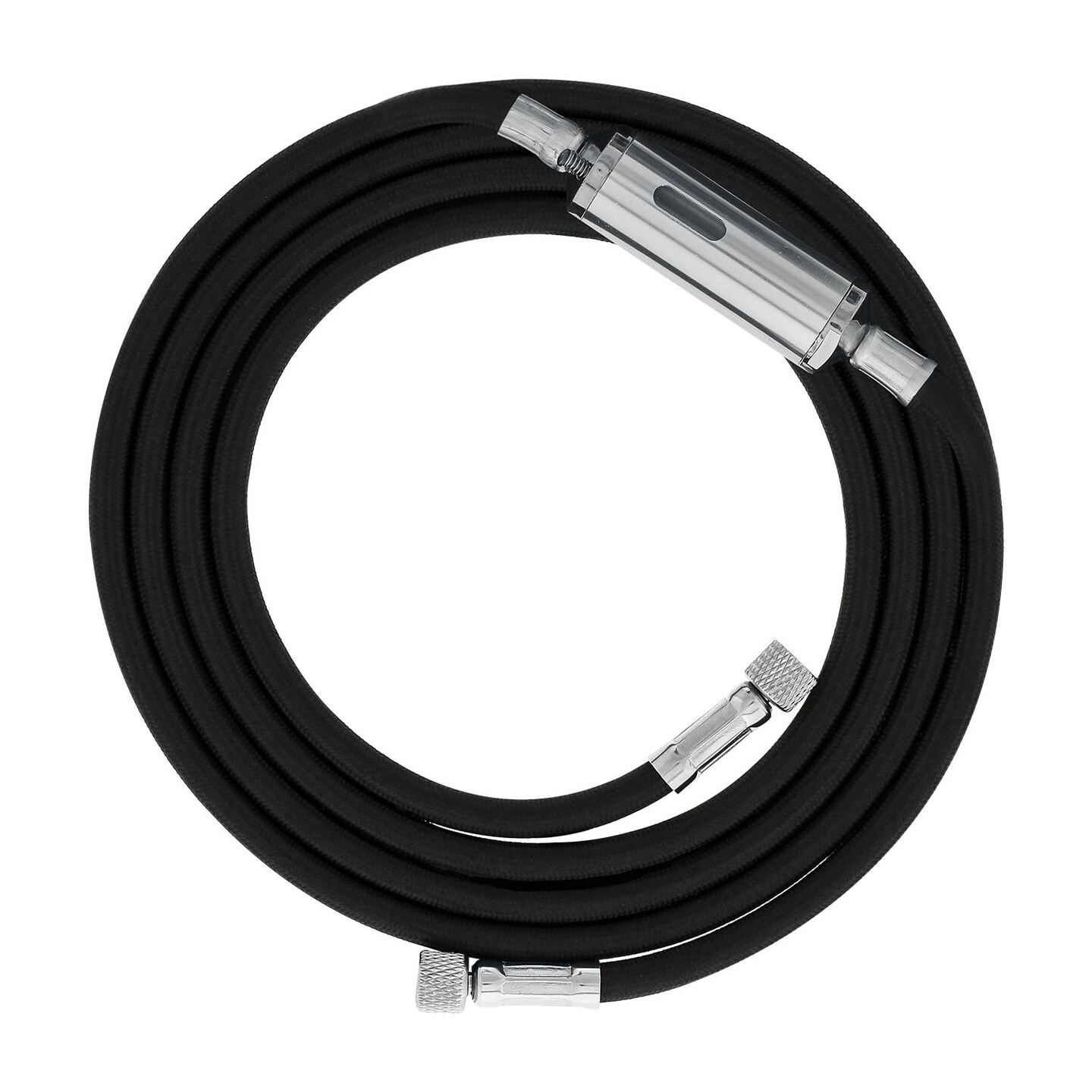 10 Foot Nylon Braided Airbrush Hose with Inline Moisture Trap Filter and Standard 1/8&#x22; Size Fittings on Both Ends (Hose color may vary)