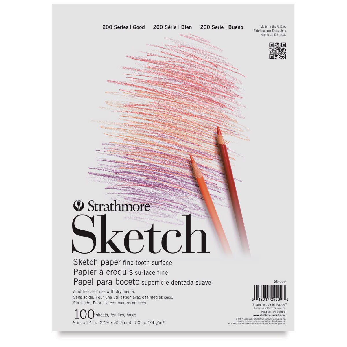 Strathmore 200 Series Sketch Pad - 9&#x22; x 12&#x22;, Tape Bound, Top, 100 Sheets