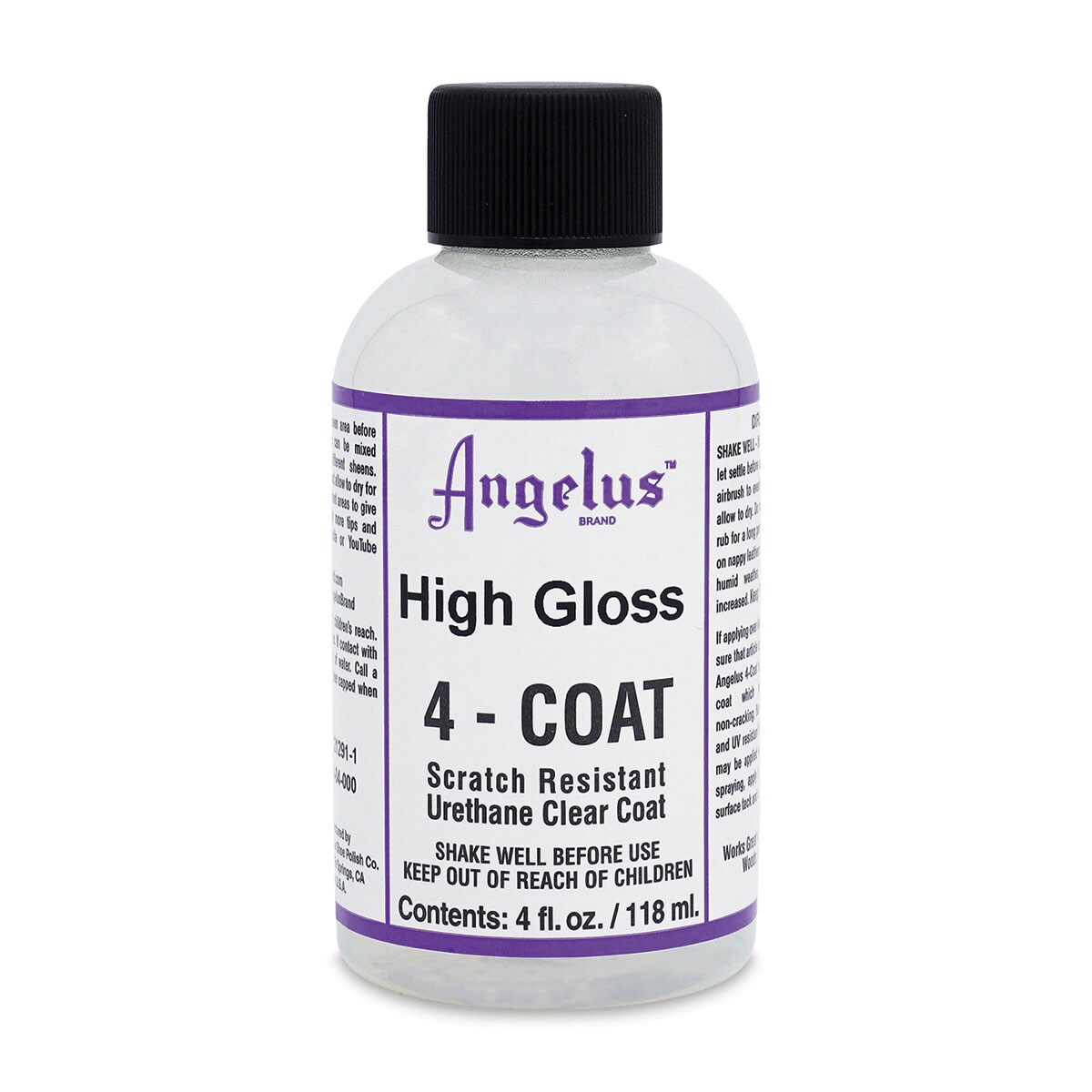 Angelus 4-Coat Urethane Clear Coat - High Gloss, 4 oz, Bottle