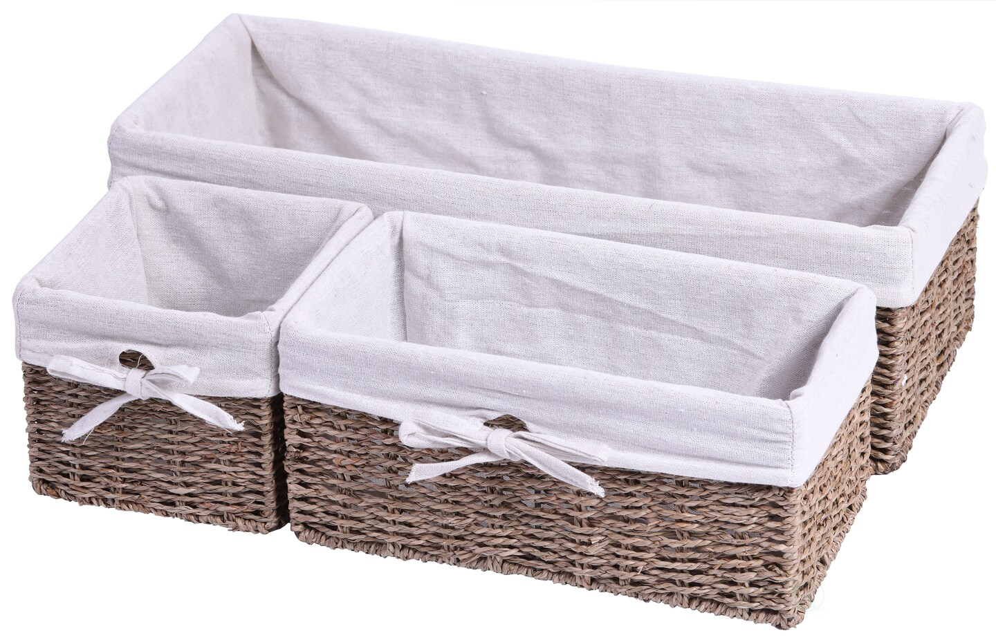 Seagrass Shelf Storage Baskets with Lining