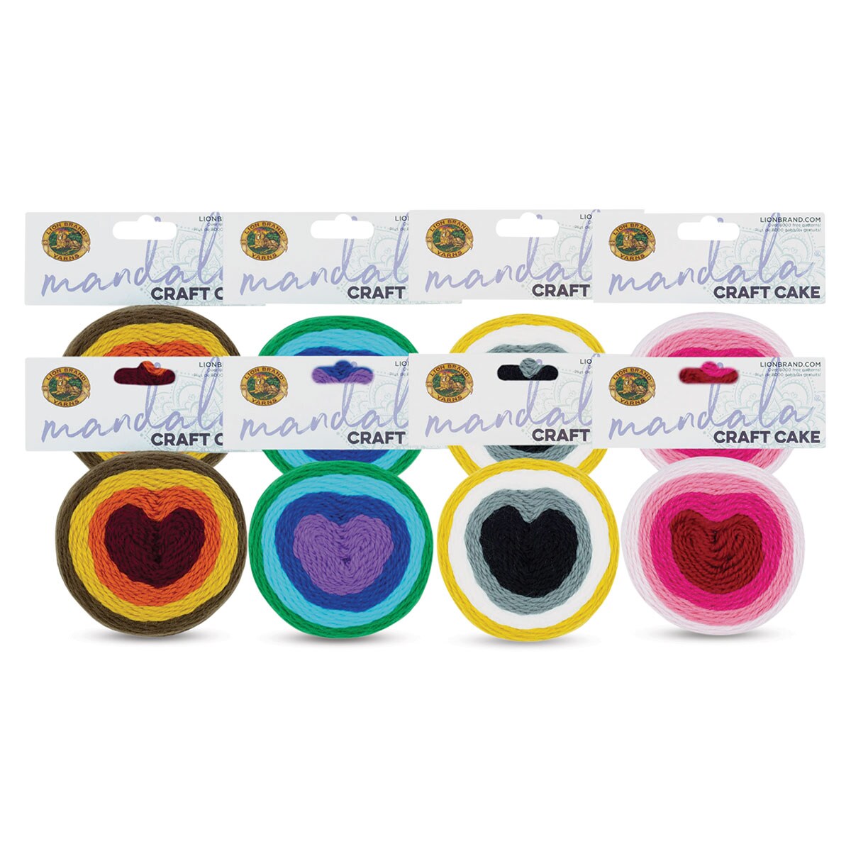 Lion Brand Mandala Craft Cake Yarn - Set of 8, Assorted Colors, 88 yards each