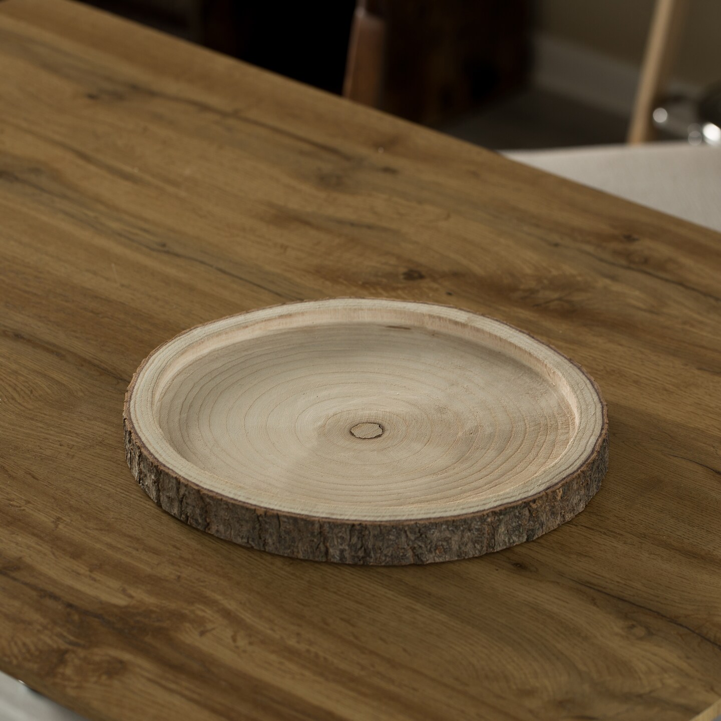 Natural Wooden Bark Round Slice Tray, Rustic Table Charger Centerpiece