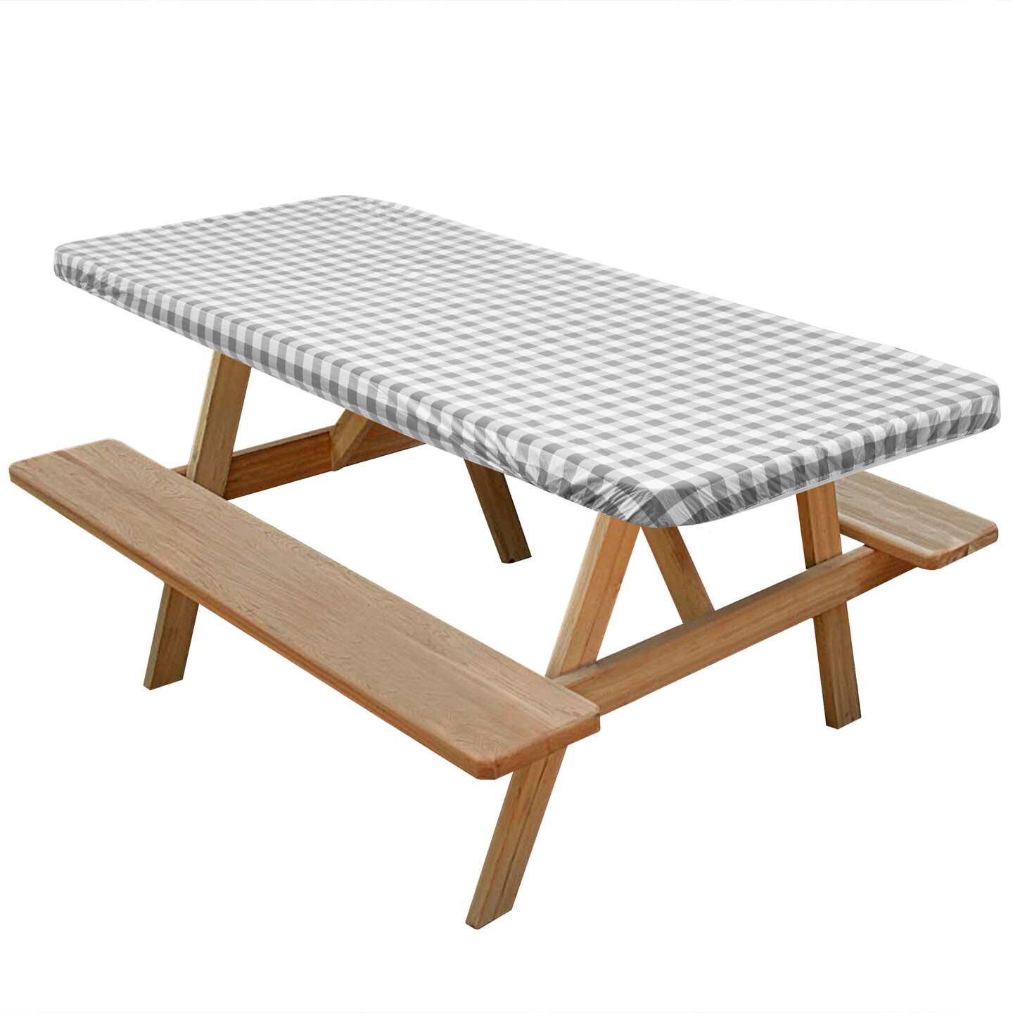 Lann's Linens Vinyl Tablecloth with Flannel Backing, Patterned - Fitted Waterproof Table Cover for Indoor / Outdoor Use