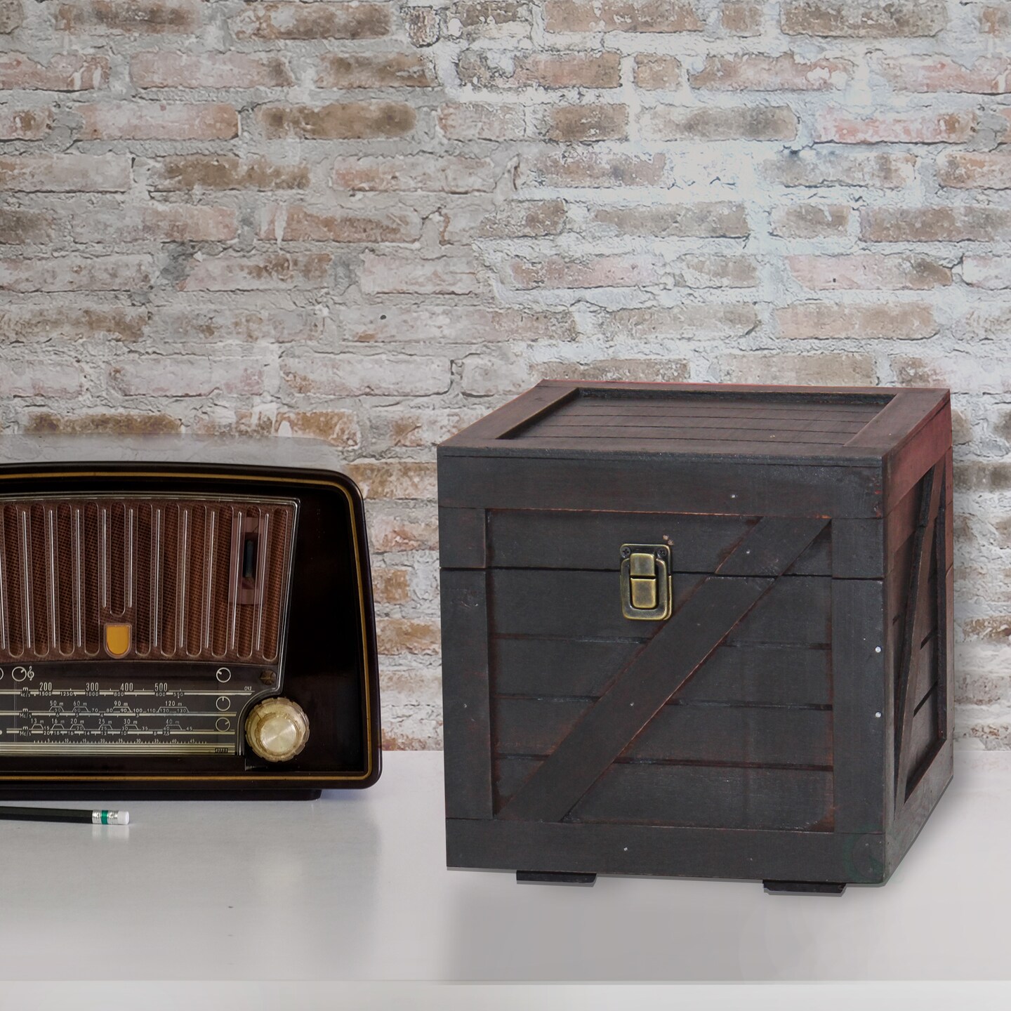 Stackable Wooden Cargo Crate Style Storage Chest