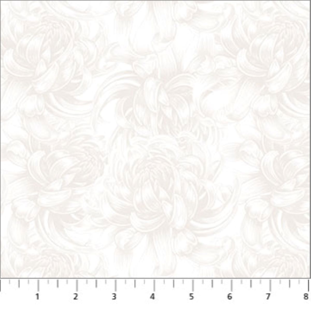 Morning Blossom White on White Chrysanthemum Cotton Fabric by Northcott BTY