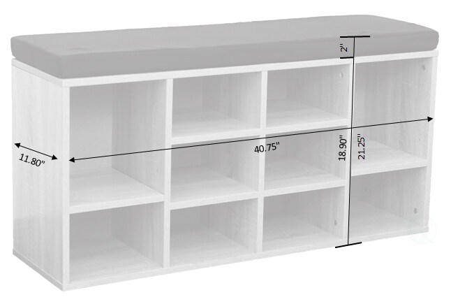 Natural Wooden Shoe Cubicle Storage Entryway Bench with Soft Cushion for Seating