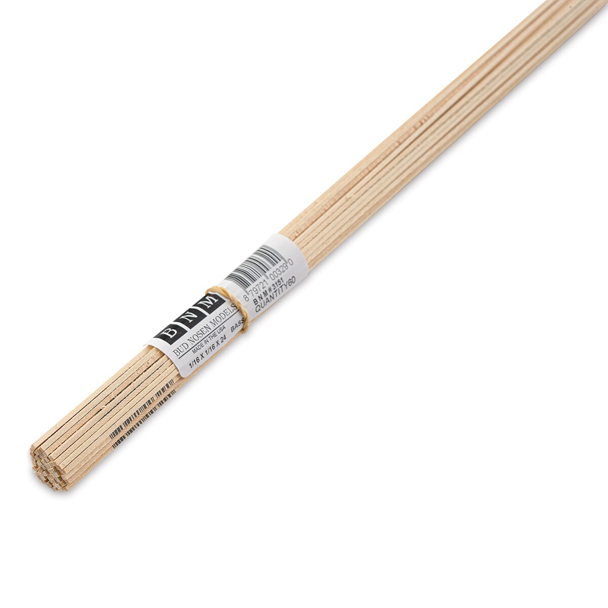 Bud Nosen Basswood Sticks - 1/16&#x22; x 1/16&#x22; x 24&#x22;, 60 Sticks