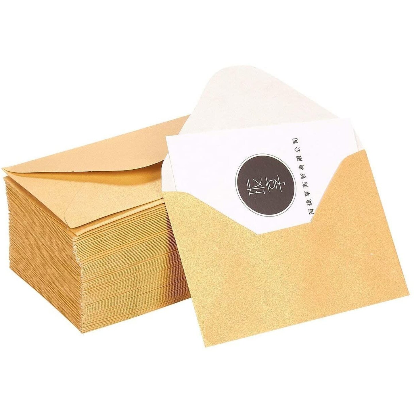 Mini Envelopes - 100-Count Bulk Gift Card Envelopes, Gold Business Card Envelopes, Bulk Tiny Envelope Pockets for Small Note Cards, 4 x 2.7 Inches