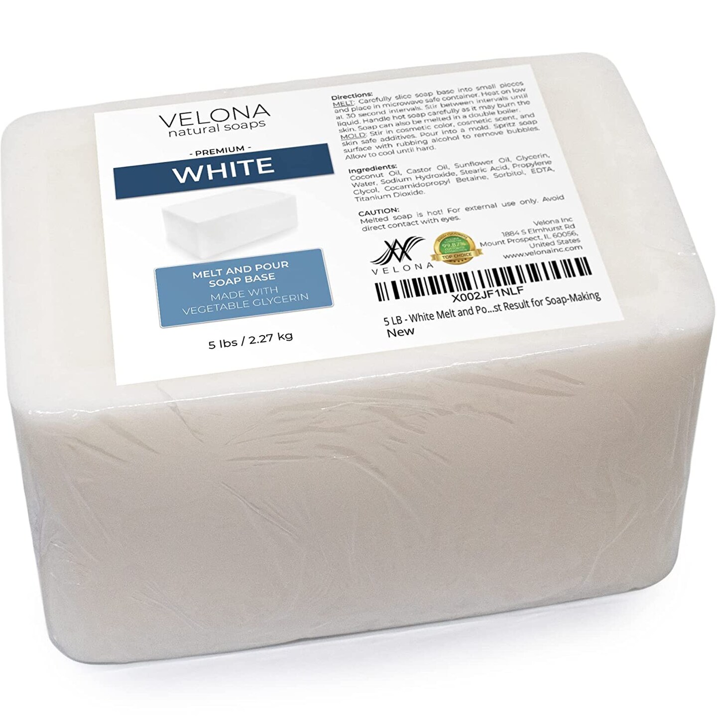 5 LB - White Melt and Pour Soap Base by Velona | SLS/SLES Free | Natural Bars for The Best Result for Soap-Making