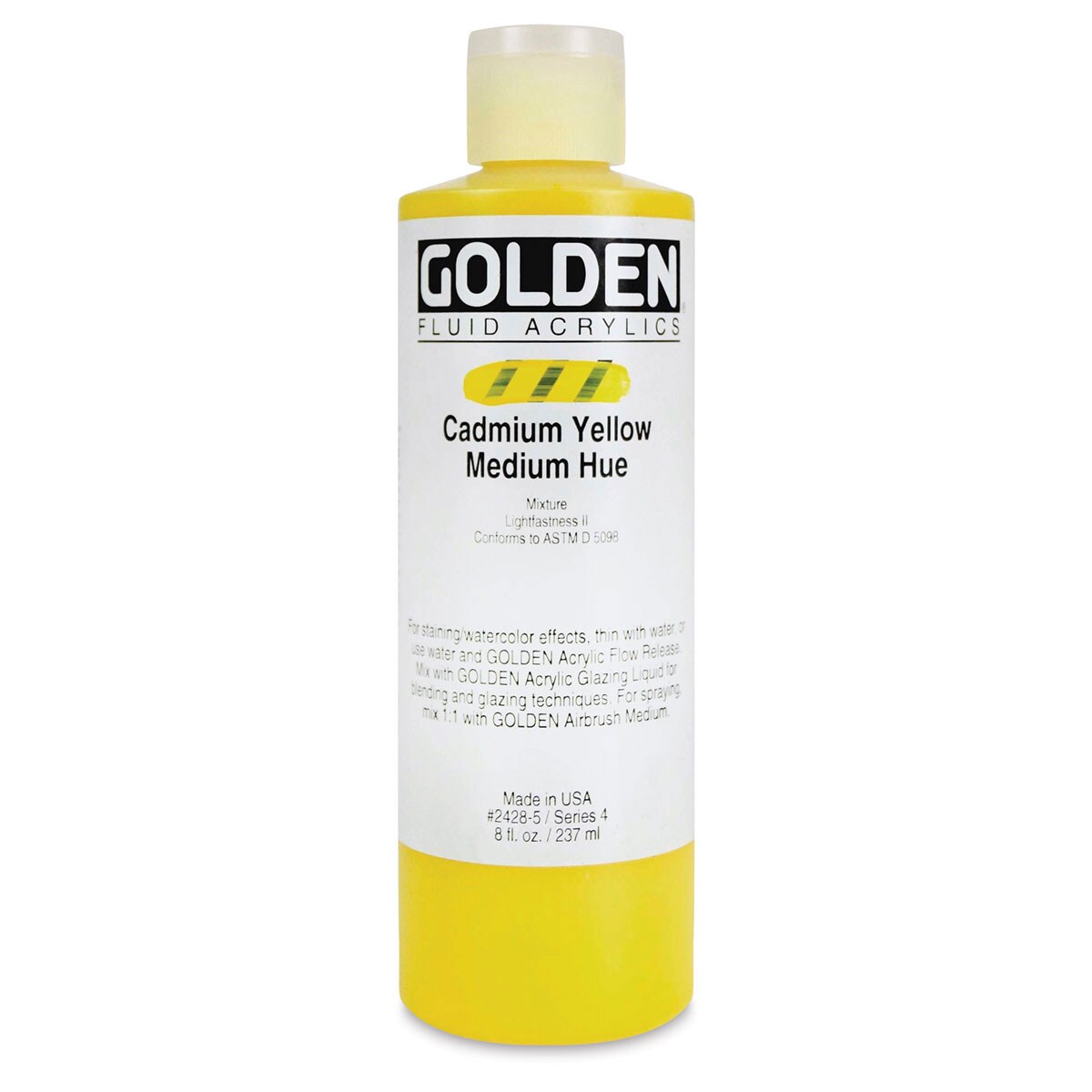 Golden Fluid Acrylics - Cadmium Yellow Medium Hue, 8 oz bottle