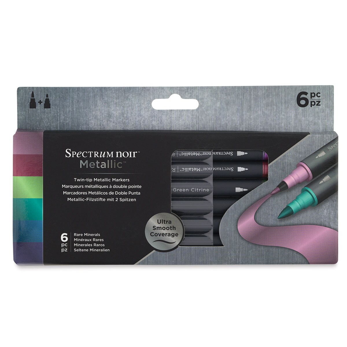 Spectrum Noir Metallic Twin-tip Markers - Rare Minerals, Set of 6