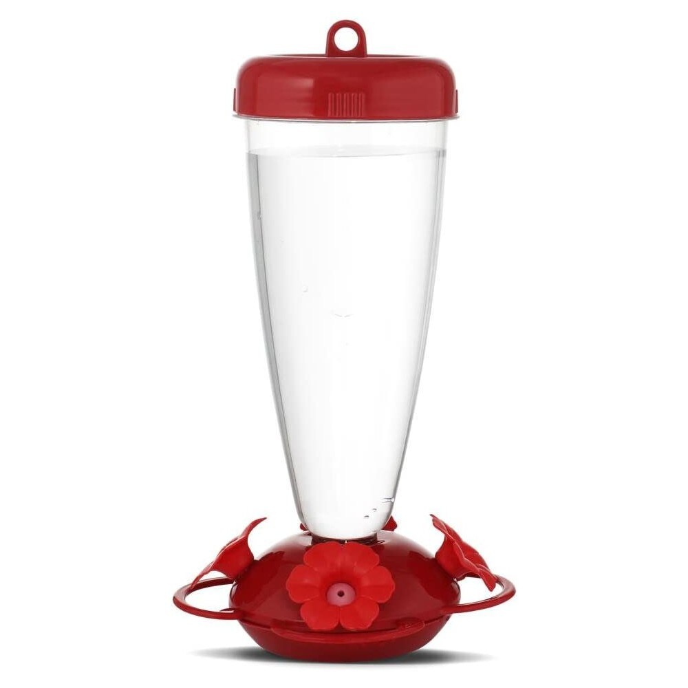 PerkyPet Plastic TopFill Hummingbird Feeder with Ant Moat 4 Ports Red