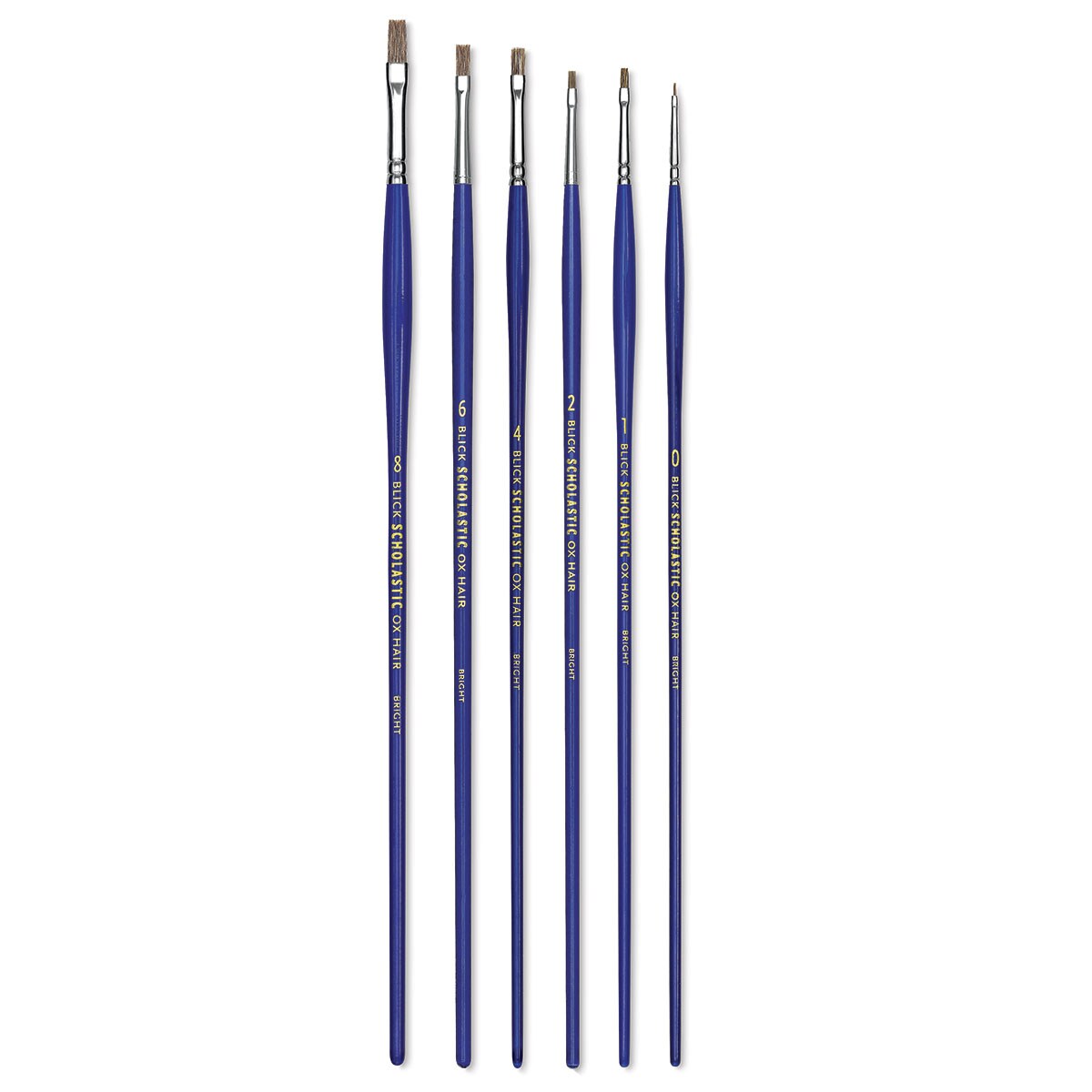 Blick Scholastic Ox Hair Brush Set - Bright, Long Handle, Set of 6