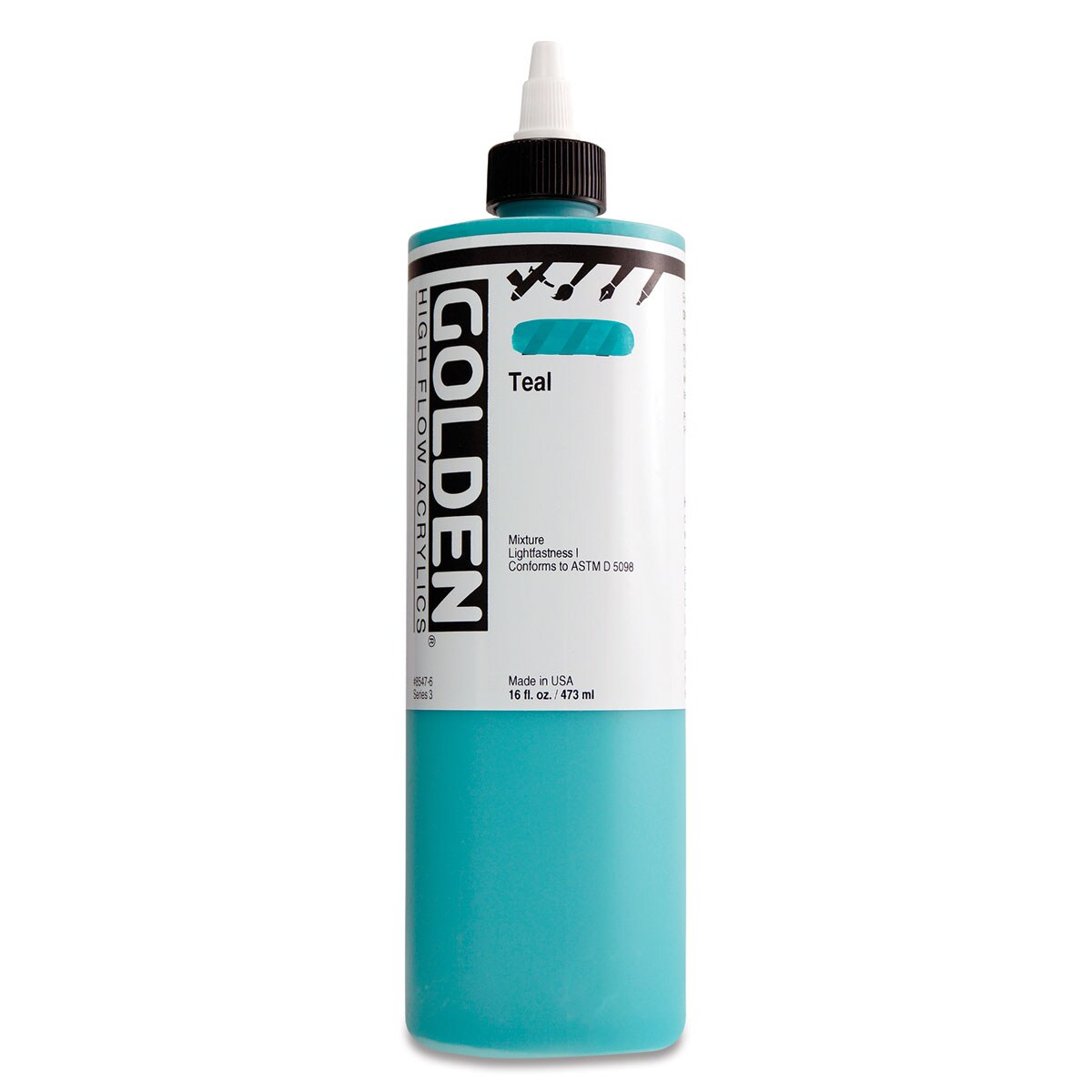 Golden High Flow Acrylics - Teal, 16 oz bottle