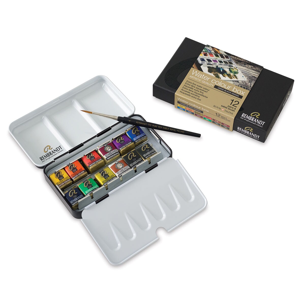 Rembrandt Artists&#x27; Watercolors - Set of 12, Oxide Black Mixing Colors