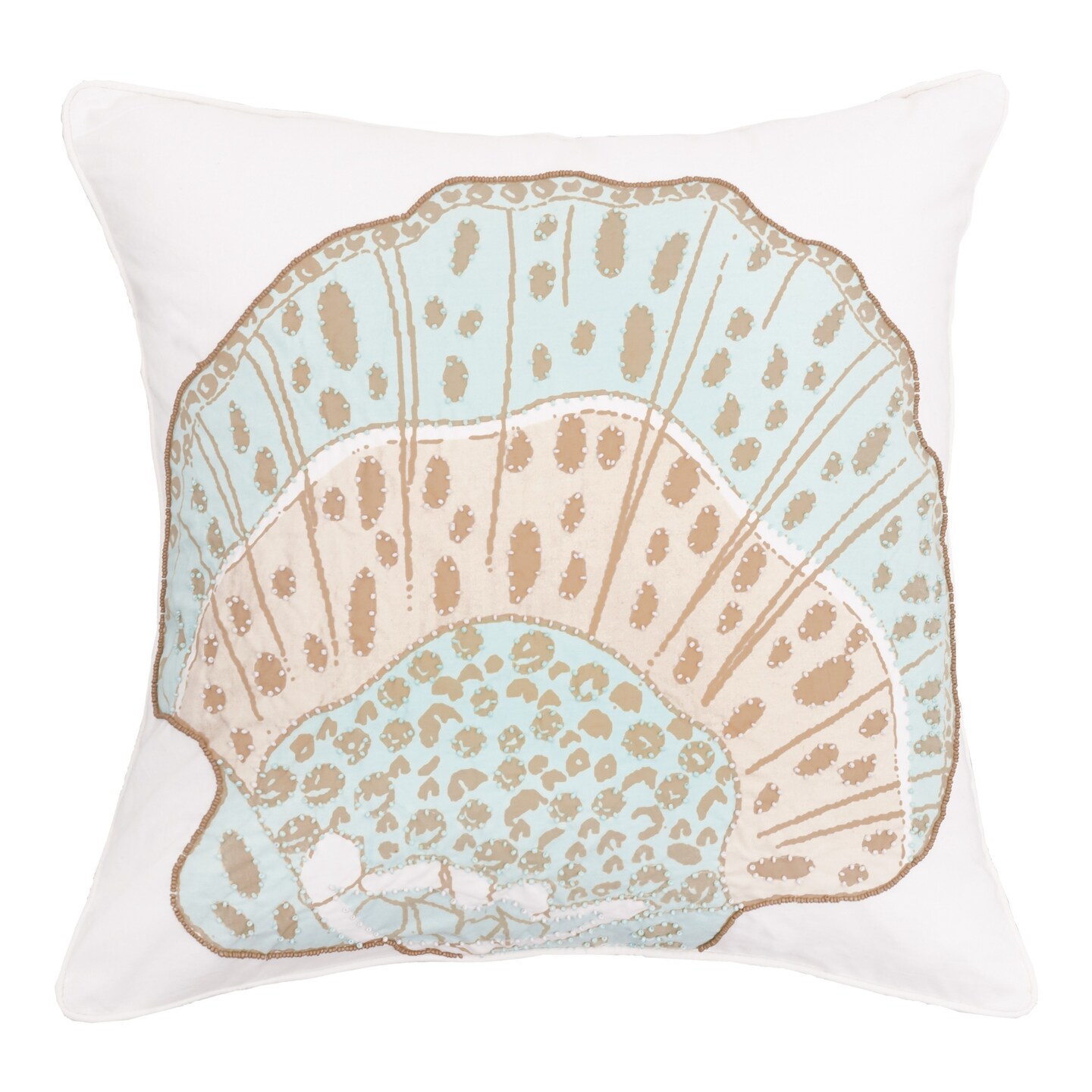 18&#x22; x 18&#x22; Beaded Amber Sands Shell Beaded Throw Pillow