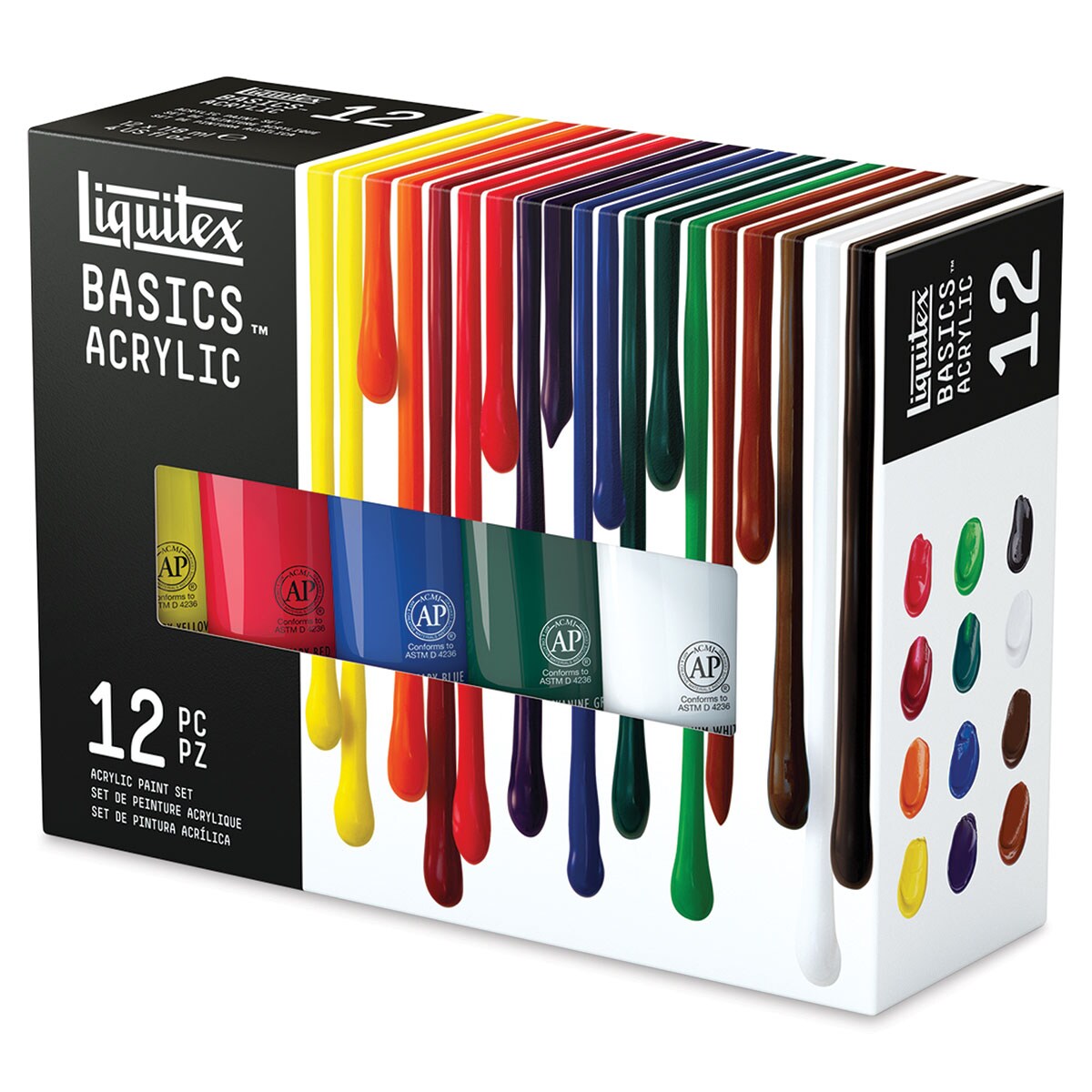 Liquitex Basics Acrylic Set - Assorted Colors, Set of 12, 4 oz, Tubes