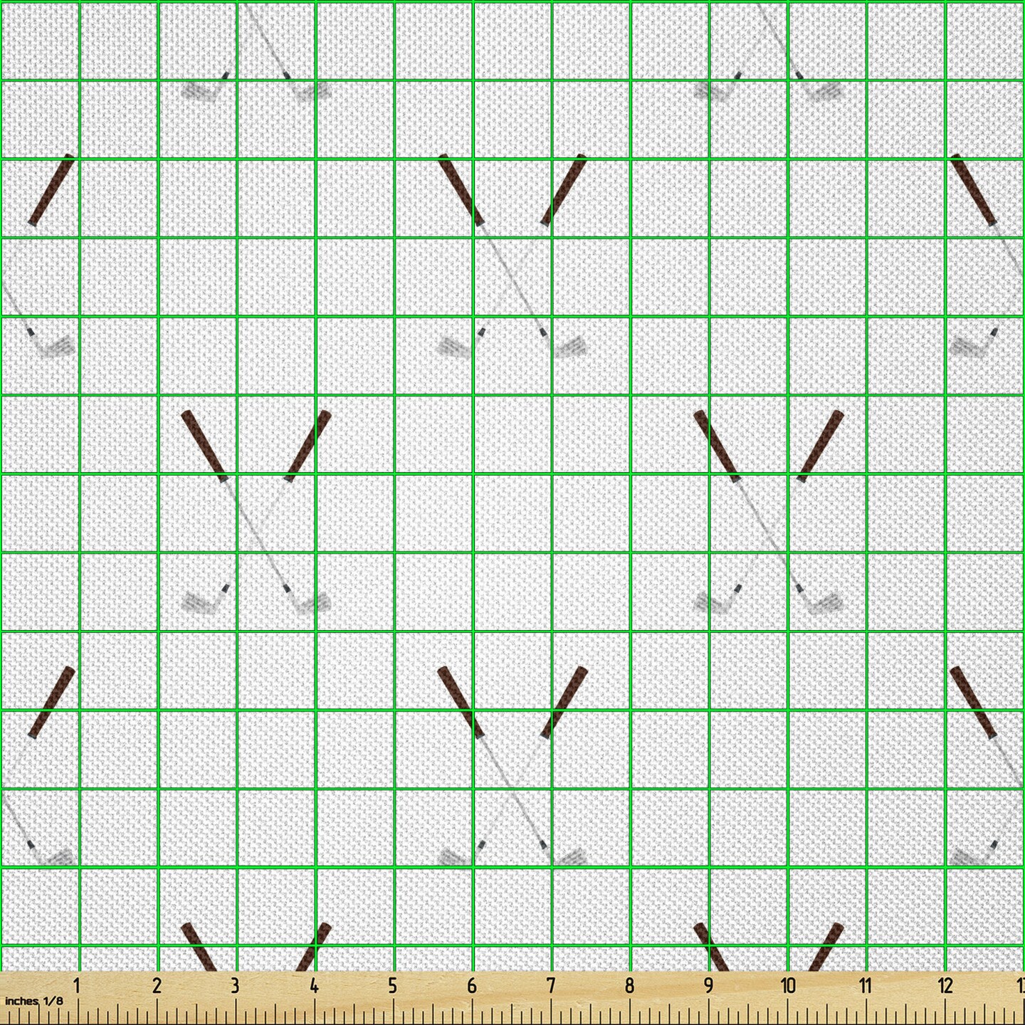 Ambesonne Golf Fabric by The Yard, Golf Clubs Motif Competition Recreation Outside Activity Sports Print, Decorative Satin Fabric for Home Textiles and Crafts, 2 Yards, White Grey