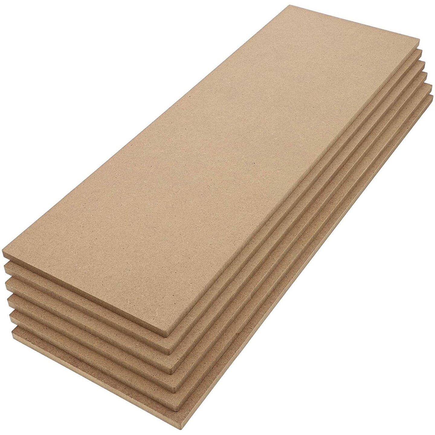 6 Pack Unfinished Wood Rectangles for Crafts, 1/4&#x22; Thick MDF Boards for DIY Projects (5 x 15 In)