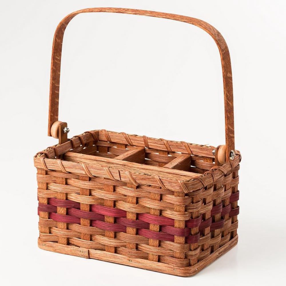 Bear Hollow Silverware Storage Basket - Amish Made Handcrafted Flatware Holder, 4 Sections
