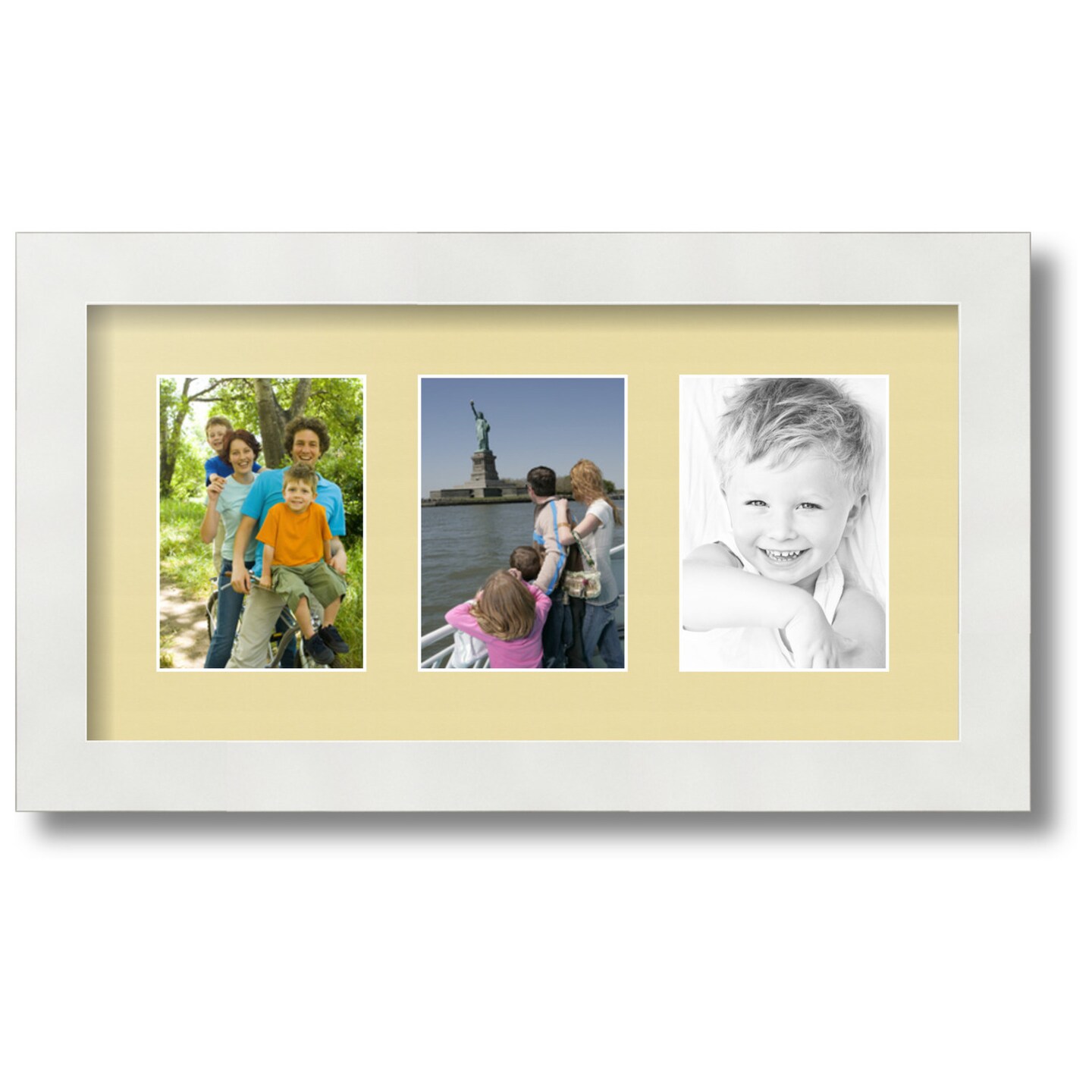ArtToFrames Collage Photo Picture Frame with 3 - 3.5x5 inch Openings, Framed in White with Over 62 Mat Color Options and Regular Glass (CSM-3966-29)