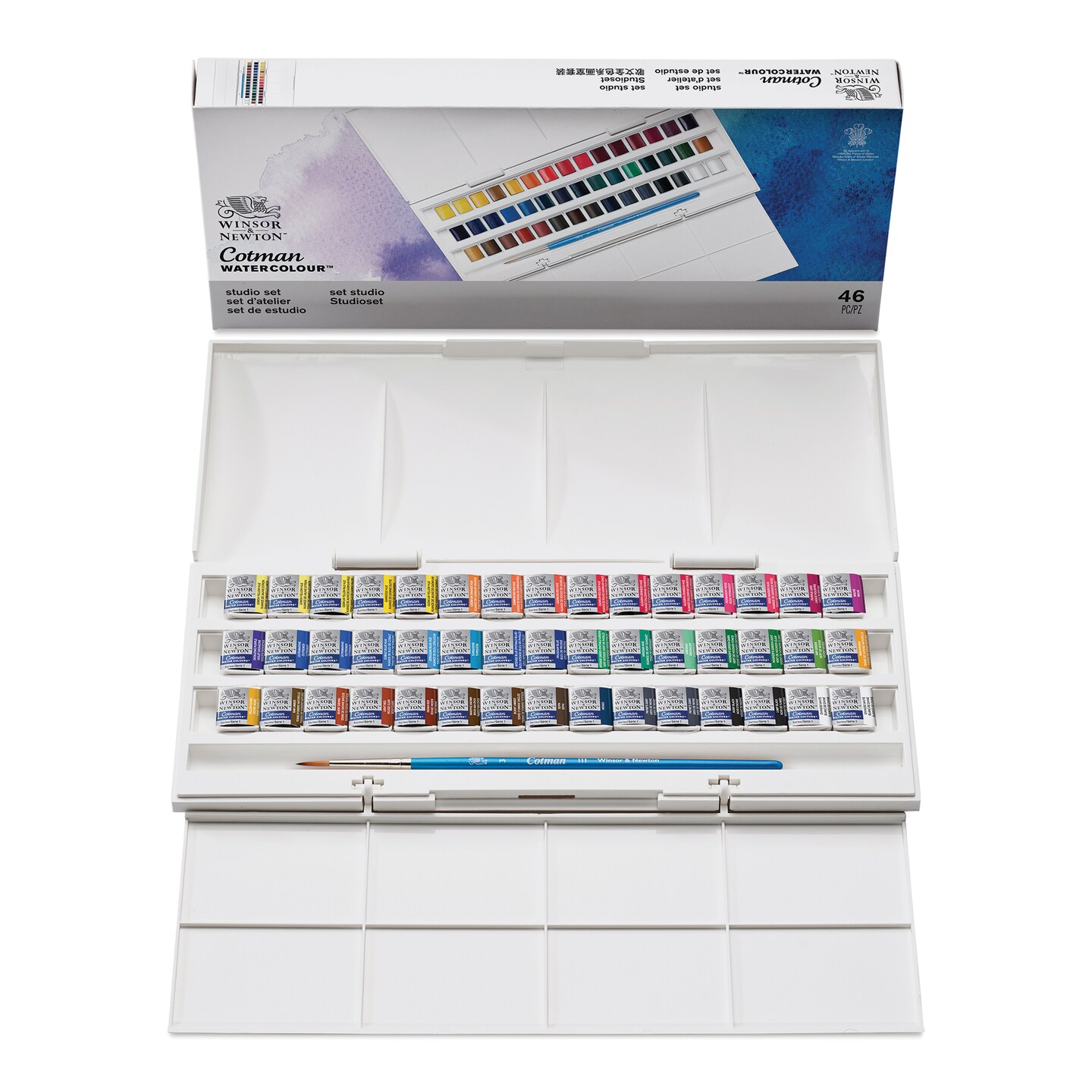 Winsor &#x26; Newton Cotman Watercolor - Studio Set, Set of 45, Assorted Colors, Half Pans