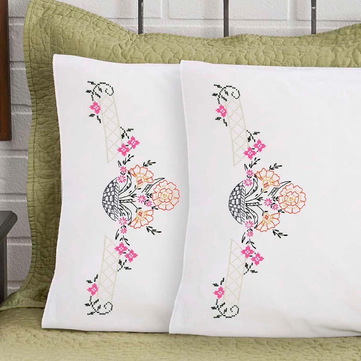 Herrschners Minnie Pillowcase Pair Stamped Embroidery Michaels