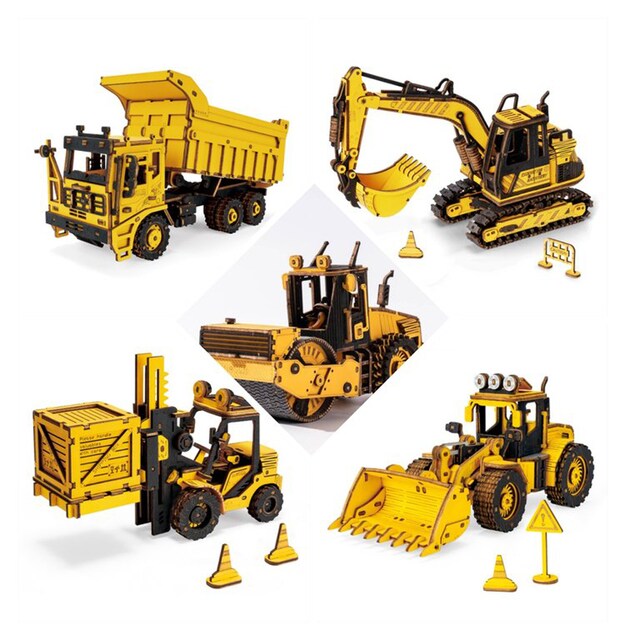 Robotime 3D Wooden Puzzle - Construction Toys - Engineering Vehicle Model - All 5 Series