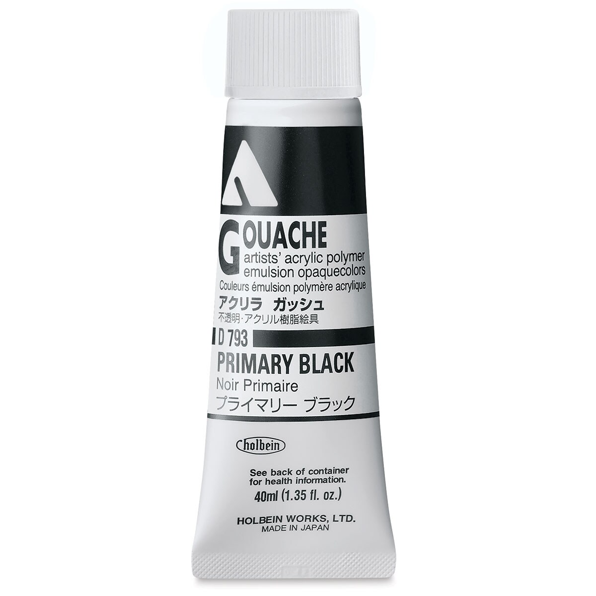 Holbein Acrylic Gouache – Primary Black, 40 ml tube