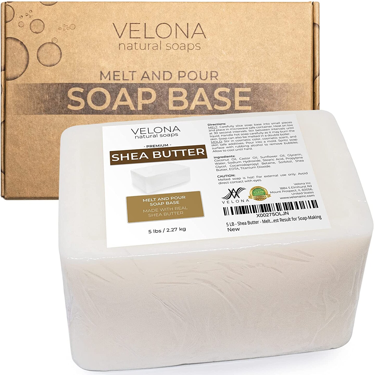 5 LB - Shea Butter - Melt and Pour Soap Base by Velona | SLS/SLES Free | Natural Bars for The Best Result for Soap-Making